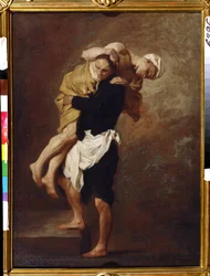Duas figuras (duas figuras). Pintura de Pierre Subleyras (1699-1749). Óleo sobre tela, 66 x 49 cm, cerca de 1736. Arte francesa do século XVIII. Museu Pushkin de Belas Artes, Moscou.