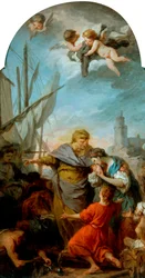O Embarque de Santa Paula para a Terra Santa, c.1738-39 (óleo sobre tela)