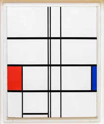 Composição em branco, vermelho e azul