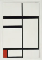 Composição com vermelho, preto e branco