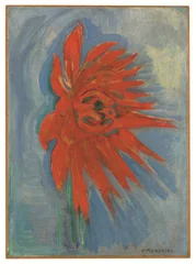 Crisântemo vermelho sobre fundo azul, c.1909-10 (óleo sobre tela)