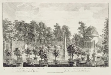 Uma visão do laranjal, jardim do senhor Burlington em Chiswick