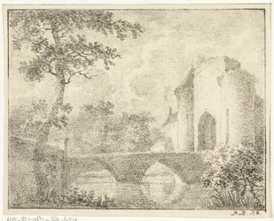 Castelo com ponte numa paisagem