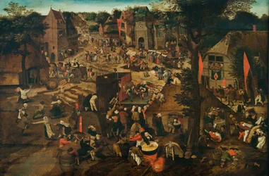 Uma feira da vila (festival da vila em homenagem a Saint Hubert e Santo Antônio)
