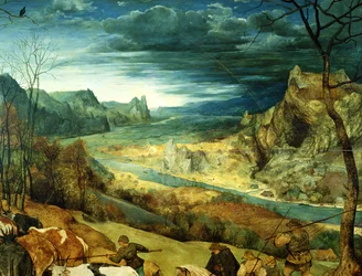 O retorno do rebanho Outono, 1565 óleo no detalhe do painel de 556