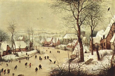 Paisagem de inverno com armadilha para pássaros