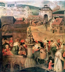 Cristo dirigindo os comerciantes a partir dos detalhes do templo, c1584-1638