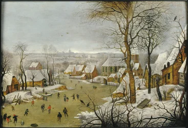 Paisagem de Inverno com uma armadilha para pássaros, e o voo para o Egipto , 1622.
