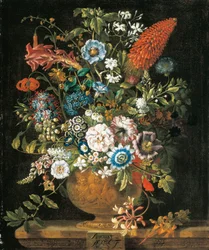 Agosto, de Os Doze Meses de Flores, um calendário floral de naturezas mortas