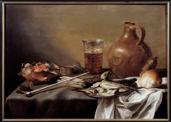 Still Life with Fish Painting de Pieter Claesz (1597-1661) 1644 Dim. 0,59 x 0,82 m Nantes, Musee des Beaux Arts