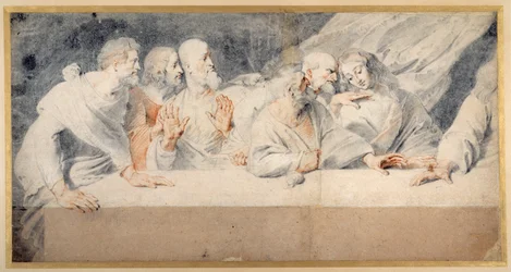 A Última Ceia de Leonardo da Vinci (gizes vermelhas e pretas sobre papel)
