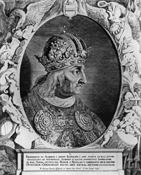 Retrato de Frederico IV (1415-1493), Sacro Imperador Romano, gravado por Sompel, Pieter van (bc1600)