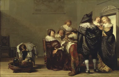 Une fete musicale - A Musical Party, de Codde, Pieter (1599-1678). Óleo sobre madeira. Dimensão : 35,5x52,5 cm. Nationalmuseum Estocolmo
