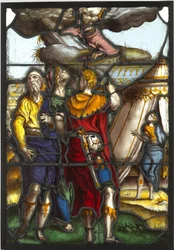 Vitrine representando Moisés no Monte Sinai