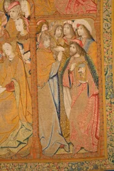 Tapeçaria flamenga. Anunciação. Detalhe, c.1502-04 (ouro, prata, seda e lã)