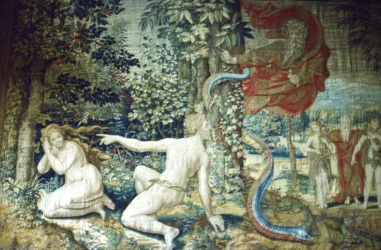 Florença. Adão e Eva após a Queda, Tapeçaria de Bruxelas, 1548, século XX