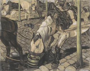 Cavalos sendo alimentados