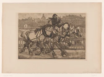 Cavalos na Pont Sully em Paris L