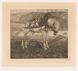 Arando o cavalo em uma colina L