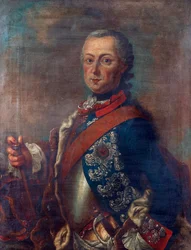 Frederic II de Prusse, dit Frederic le Grand - Retrato de Frederick II da Prússia (1712-1786) par Pieter Frederik De la Croix (1709-1782), - Óleo sobre tela, 51x39 - Colecção Privada