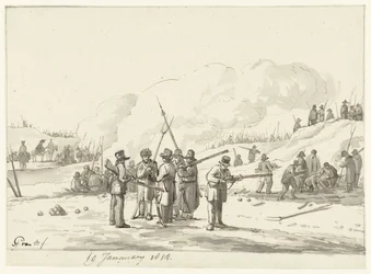 Acampamento de cidadãos nas dunas da Holanda do Norte, 19 de Janeiro de 1814