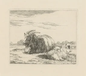 Cabra reclinada e cabrito Ovelhas e cabras (título da série)