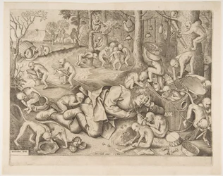 O mercador roubado por macacos, 1562