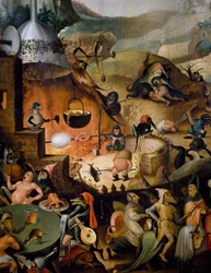 Inferno, pormenor do Juízo Final, c. 1554, pintura de Pieter Huys (c. 1520-c. 1584)