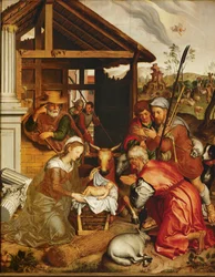 Adoração dos pastores (pintura sobre madeira de carvalho)