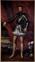 Portrait en pied de Francois de Lorraine, Duke de Guise (1519-1563) Pintura de Pieter Pourbus (1523-1584) (ec.flam.) Século XVII Nancy, Musee des Beaux Arts