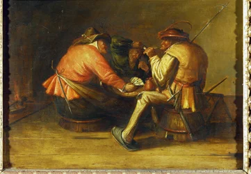 Jogadores de cartas (óleo sobre madeira)