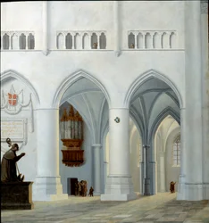 Interior da Igreja de Saint Bavon em Haarlem Pintura de Pieter Jansz Saenredam (1597-1665) (ec.holl.) 1630