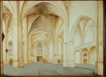 Interior da igreja de Santa Cunera em Rhenen, Países Baixos (pintura a óleo)