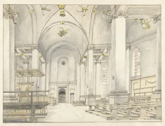 Vista da nave do Nieuwe Kerk, Haarlem, olhando para o oeste