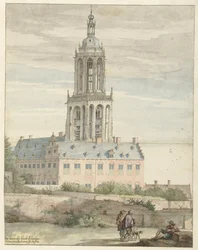 Vista do Palácio de Frederik V, Eleitor Palatino e Sint-Cunerakerk, Rhenen