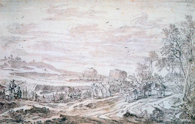Paisagem com Reapers, c1615-1661