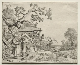 Paisagem com dois camponeses conversando, 1626.