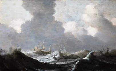 Quatro navios correndo diante de um vendaval, 1630