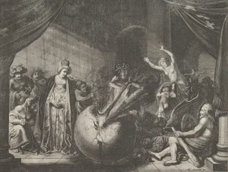 Gravura 9: Alegoria sobre a discórdia na França, de Caspar Barlaeus, Medicea Hospes, 1638.