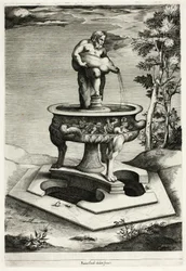 Fonte com Silenus no Jardim do Palácio Cesi perto de Roma
