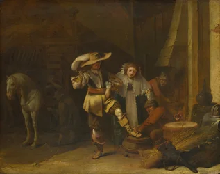 Um homem e uma mulher em um estábulo, década de 1630
