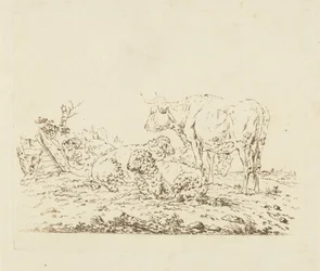 Pasto com vaca e ovelha