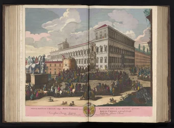 Praça del Quirinale em Roma O Pontifício Palácio do Quirinale, vulgarmente conhecido como Monte Caball (...) (título no objeto)