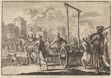 Chegada de Stepan Razin e seu irmão Frol em uma gaiola de ferro em Moscou, 1671, 1698