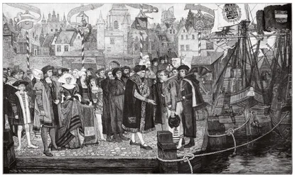 Comércio de açúcar, Antuérpia, c1510-20 (gravura)