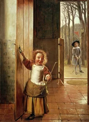 Crianças em uma entrada com varas &39;Golf&39;, c.1658-60