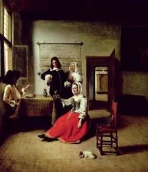 Mulher bebendo com soldados, 1658
