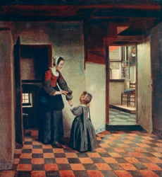 Mulher, criança, despensa, c1660