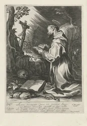 São Francisco, ajoelhado antes do crucifixo