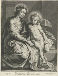 Maria com o Menino Jesus no berço